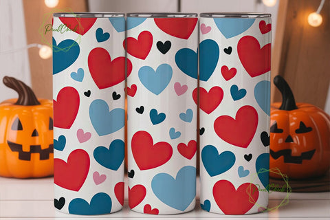 Hearts Tumbler Wrap PNG Sublimation PixelChick 