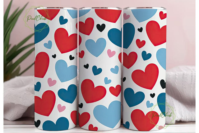 Hearts Tumbler Wrap PNG Sublimation PixelChick 