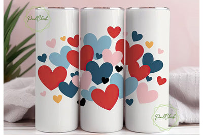 Hearts Tumbler Wrap PNG Sublimation PixelChick 