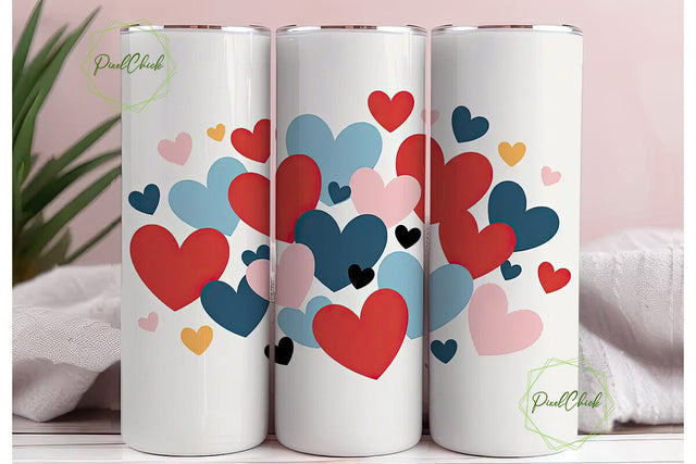 Hearts Tumbler Wrap PNG Sublimation PixelChick 