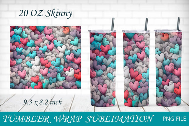Hearts tumbler wrap png, Valentines day tumbler, 20 oz sublimation design Sublimation AnastasiyaArtDesign 