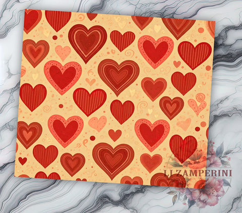 Hearts Tumbler Wrap, Valentine's Day Design, Purple Heart Pattern, Sublimation 20oz Tumbler, Seamless Wrap PNG, Love Theme Drinkware, Romantic Tumbler Art Sublimation Li Zamperini 