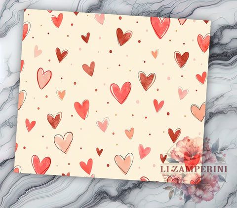 Hearts Tumbler Wrap, Valentine's Day Design, Purple Heart Pattern, Sublimation 20oz Tumbler, Seamless Wrap PNG, Love Theme Drinkware, Romantic Tumbler Art Sublimation Li Zamperini 