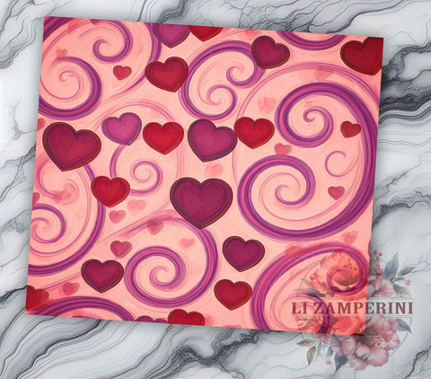 Hearts Tumbler Wrap, Valentine's Day Design, Purple Heart Pattern, Sublimation 20oz Tumbler, Seamless Wrap PNG, Love Theme Drinkware, Romantic Tumbler Art Sublimation Li Zamperini 