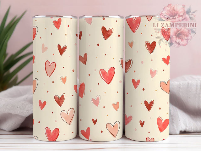 Hearts Tumbler Wrap, Valentine's Day Design, Purple Heart Pattern, Sublimation 20oz Tumbler, Seamless Wrap PNG, Love Theme Drinkware, Romantic Tumbler Art Sublimation Li Zamperini 