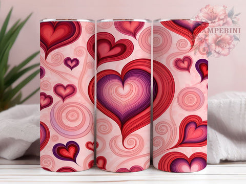 Hearts Tumbler Wrap, Valentine's Day Design, Purple Heart Pattern, Sublimation 20oz Tumbler, Seamless Wrap PNG, Love Theme Drinkware, Romantic Tumbler Art Sublimation Li Zamperini 
