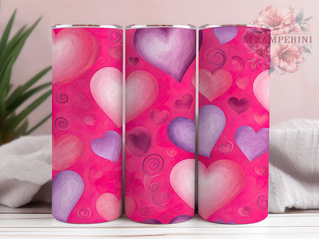 Hearts Tumbler Wrap, Valentine's Day Design, Purple Heart Pattern, Sublimation 20oz Tumbler, Seamless Wrap PNG, Love Theme Drinkware, Romantic Tumbler Art Sublimation Li Zamperini 