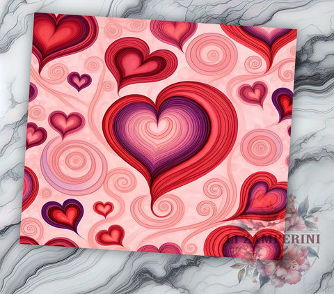 Hearts Tumbler Wrap, Valentine's Day Design, Purple Heart Pattern, Sublimation 20oz Tumbler, Seamless Wrap PNG, Love Theme Drinkware, Romantic Tumbler Art Sublimation Li Zamperini 