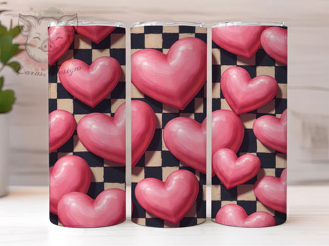 Hearts Valentine 20oz Tumbler, Hearts Tumbler Wrap, 20oz Sublimation Design, Love Gift, Cute Valentine Cup, Romantic Drinkware, Valentine's Day Gift Sublimation Lara' s Designs 