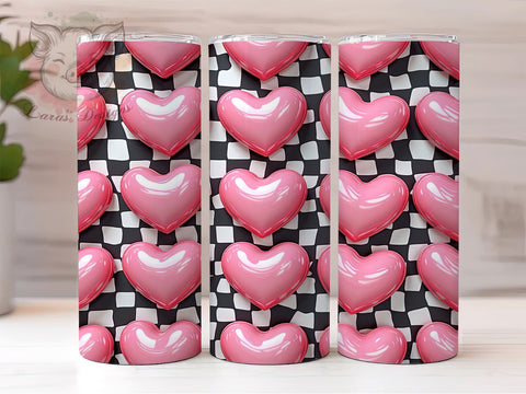 Hearts Valentine 20oz Tumbler, Hearts Tumbler Wrap, 20oz Sublimation Design, Love Gift, Cute Valentine Cup, Romantic Drinkware, Valentine's Day Gift Sublimation Lara' s Designs 