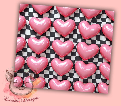 Hearts Valentine 20oz Tumbler, Hearts Tumbler Wrap, 20oz Sublimation Design, Love Gift, Cute Valentine Cup, Romantic Drinkware, Valentine's Day Gift Sublimation Lara' s Designs 