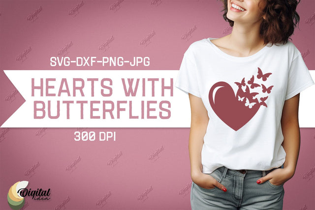 Hearts With Butterflies SVG. Valentine Tshirt Design SVG SVG Evgenyia Guschina 