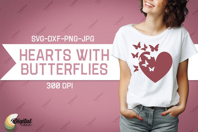 Hearts With Butterflies SVG. Valentine Tshirt Design SVG SVG Evgenyia Guschina 
