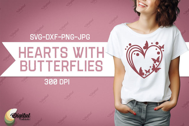 Hearts With Butterflies SVG. Valentine Tshirt Design SVG SVG Evgenyia Guschina 