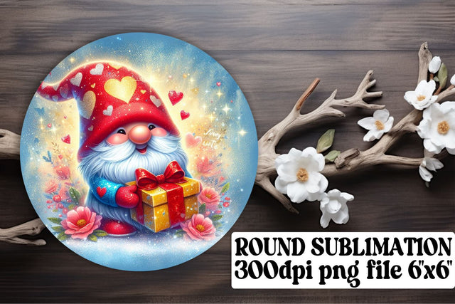 Heartwarming Gnomes of Love: Sublimation Bundle - Circle, Keychain, Coaster Sublimation afrosvg 