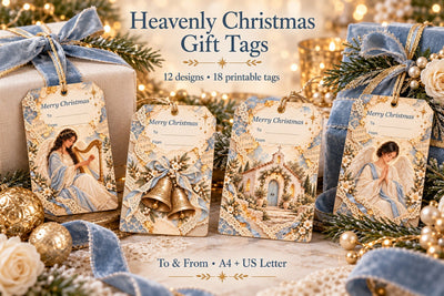 Heavenly Christmas Gift Tags Printable Sublimation BijouBay 