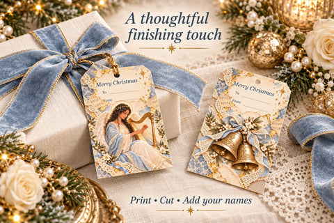 Heavenly Christmas Gift Tags Printable Sublimation BijouBay 