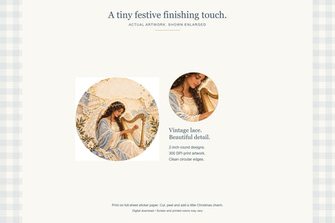 Heavenly Christmas Round Stickers Sublimation BijouBay 