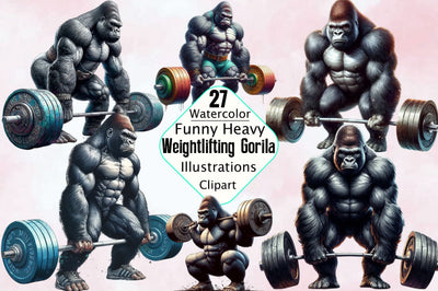 Heavy Weightlifting Gorila Sublimation Clipart Bundle Sublimation SVGArt 