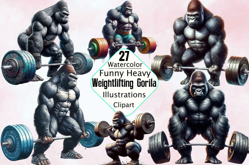 Heavy Weightlifting Gorila Sublimation Clipart Bundle Sublimation SVGArt 