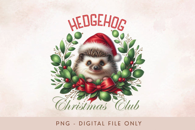 Hedgehog Christmas Club PNG Sublimation BijouBay 