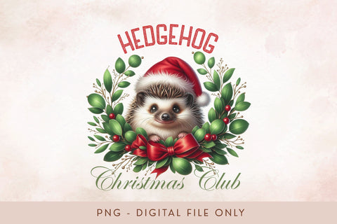 Hedgehog Christmas Club PNG Sublimation BijouBay 