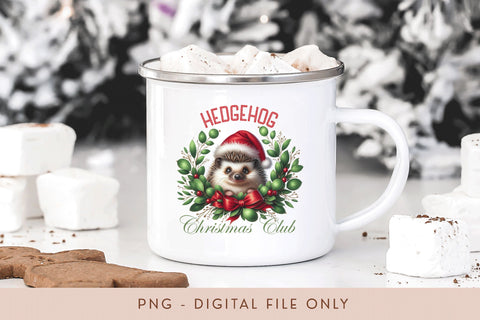 Hedgehog Christmas Club PNG Sublimation BijouBay 