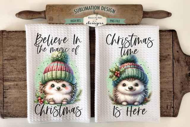 Hedgehog Christmas | Kitchen Towel Sublimation Designs Sublimation Ewe-N-Me Designs 