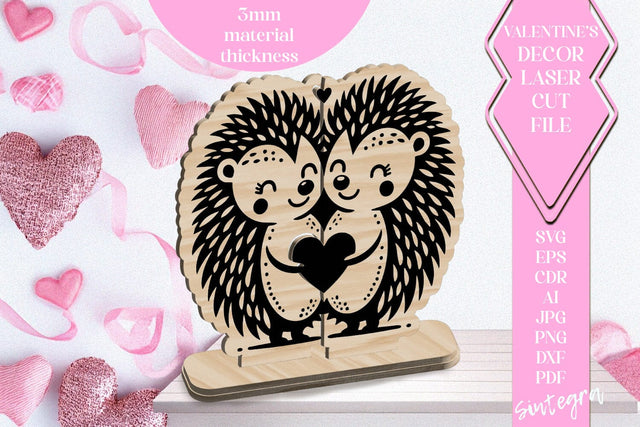 Hedgehog Love Valentine Ornament Laser Cut SVG v1 SVG Sintegra 