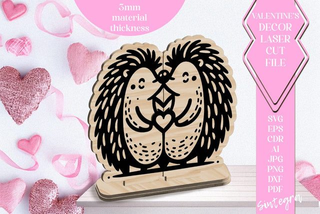 Hedgehog Love Valentine Ornament Laser Cut SVG v2 SVG Sintegra 
