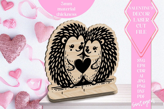 Hedgehog Love Valentine Ornament Laser Cut SVG v4 SVG Sintegra 