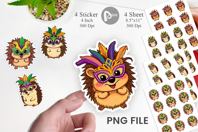 Hedgehog Mardi Gras Vol 2 Sticker Sublimation artnoy 