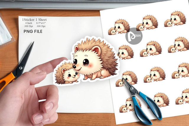 Hedgehog Mother's Day Sticker Sublimation artnoy 