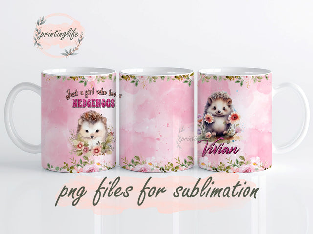Hedgehog Mug Wrap Design, Instant Digital Design Download Mug Wrap Design, Mug Design PNG Sublimation PrintingLife 