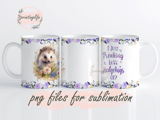 Hedgehog Mug Wrap Mug, Hedgehog Mug Sublimation Design, Hedgehog Mug Wrap, Instant Digital Download PNG Sublimation PrintingLife 