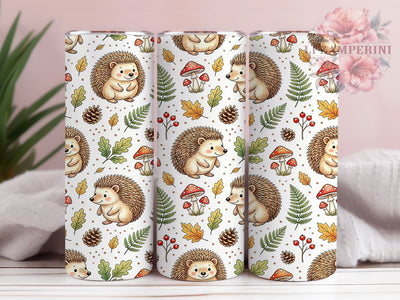 Hedgehog Mushroom Woodland 20oz Tumbler, Mushroom Theme, Cute Animal, Smiling Faces, Woodland Style, 20oz Tumbler Wrap, Sublimation PNG Sublimation Li Zamperini 