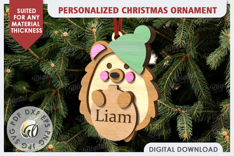 Hedgehog Personalized Christmas Ornament Laser Cut. Xmas SVG SVG Evgenyia Guschina 
