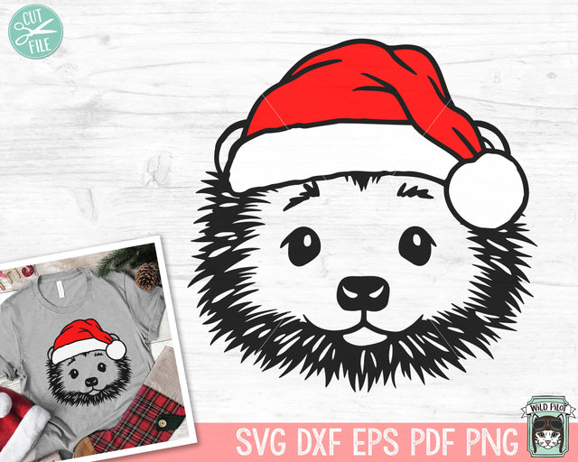 Hedgehog Santa hat svg file, Hedgehog with Hat svg, Christmas svg file, Christmas cut file, Christmas Santa hat, Hedgehog Christmas png SVG Wild Pilot 