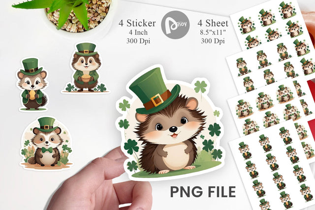 Hedgehog St. Patrick Sticker Sublimation artnoy 