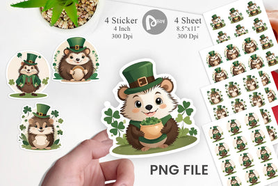 Hedgehog St. Patrick Sticker Sublimation artnoy 