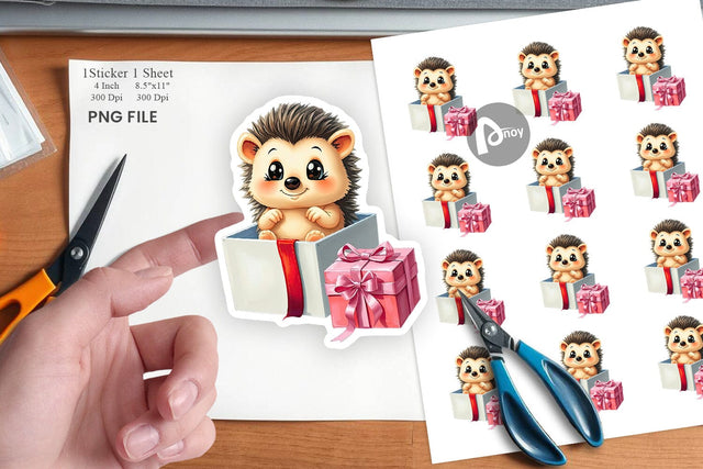 Hedgehog Sticker Gift Sublimation artnoy 