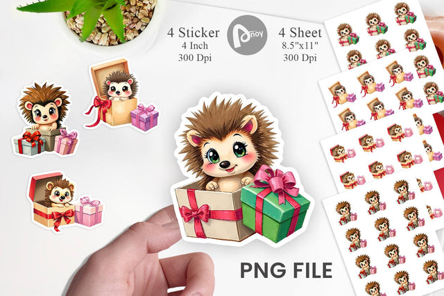 Hedgehog Sticker Gift Sublimation artnoy 