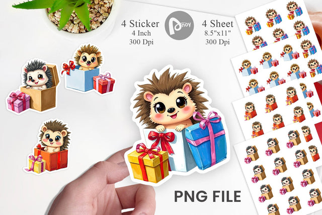 Hedgehog Sticker Gift Sublimation artnoy 