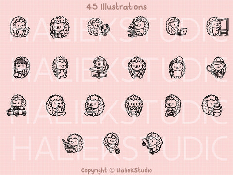 Hedgehog SVG Design Set SVG HalieKStudio 