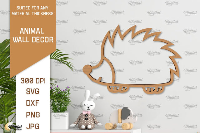 Hedgehog Wall Decor Laser Cut. Baby Animals Wall Art SVG SVG Evgenyia Guschina 