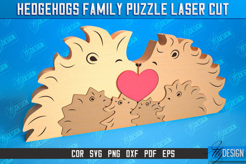 Hedgehogs Family Puzzle Bundle | Hedgehogs Puzzle Template | Eco-Friendly Gift | Home Décor | CNC File SVG Fly Design 