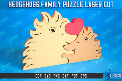 Hedgehogs Family Puzzle | Hedgehogs Puzzle Template | Eco-Friendly Gift | Home Décor | CNC File SVG Fly Design 