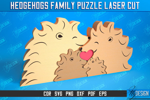 Hedgehogs Family Puzzle | Hedgehogs Puzzle Template | Eco-Friendly Gift | Home Décor | CNC File SVG Fly Design 