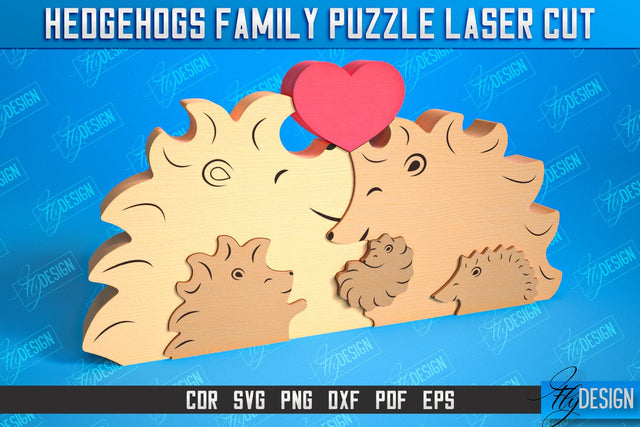 Hedgehogs Family Puzzle | Hedgehogs Puzzle Template | Eco-Friendly Gift | Home Décor | CNC File SVG Fly Design 