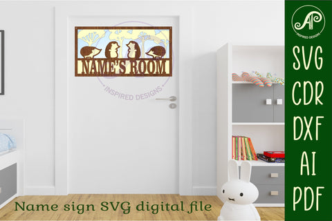 Hedgehogs scene name sign SVG 3 layer laser cut SVG APInspireddesigns 